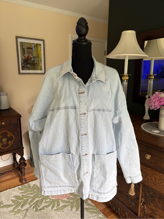 Kensie Jackets & Blazers - Y2K Kensie Jeans Light Wash Denim Chore Jacket XL Oversized Utility Shacket